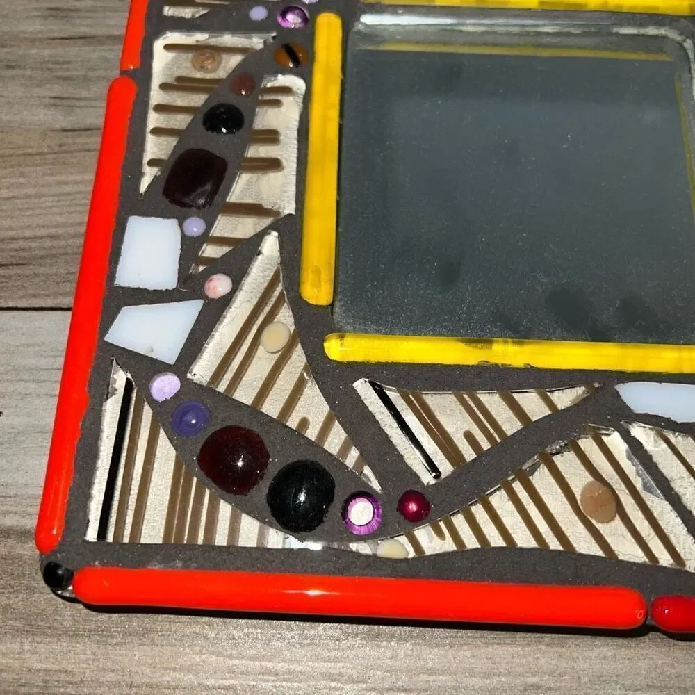 Abstract Signed Mirror Hand Made Ginger Kelly 2019 Artisan made 3D Brown Orange